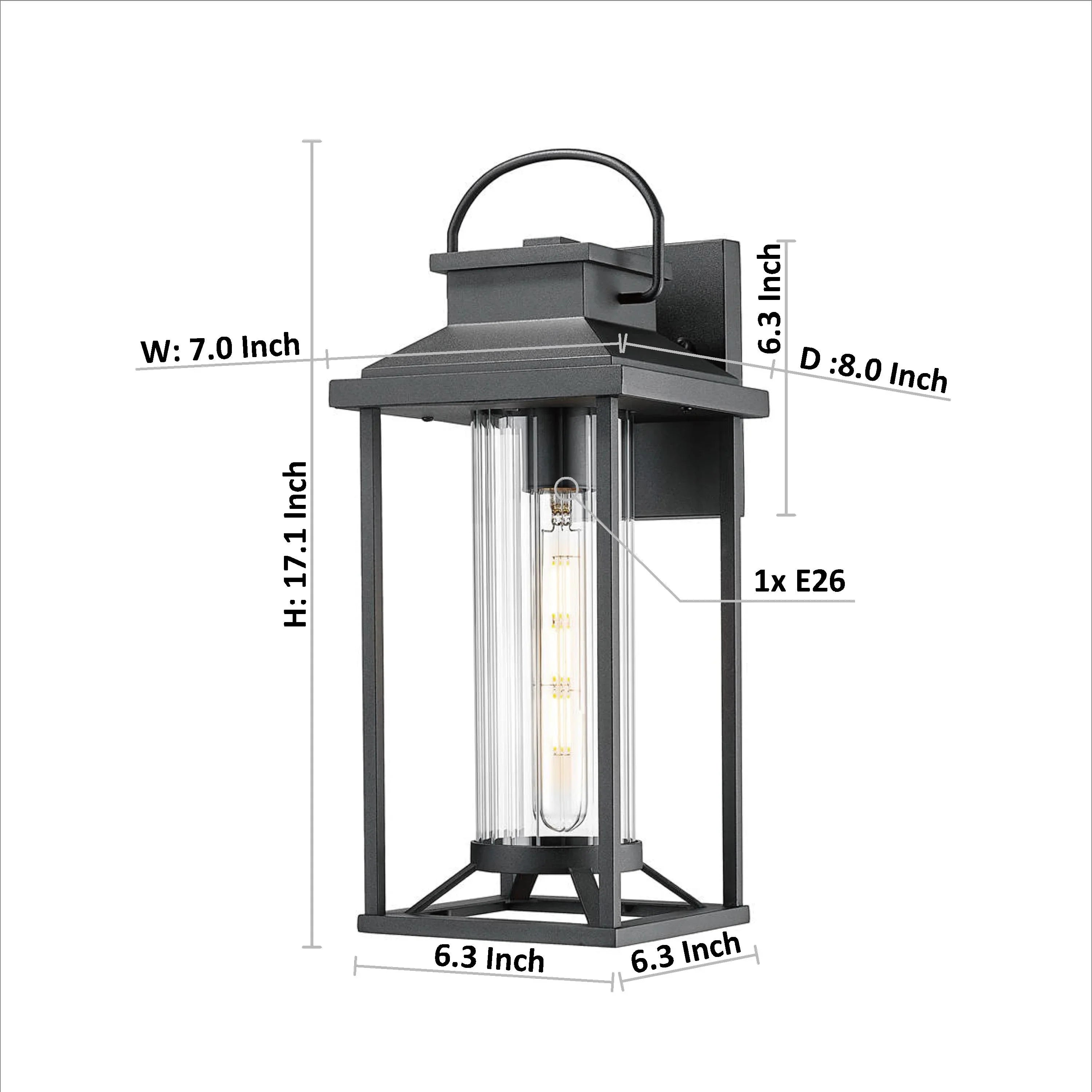 Outdoor Porch Lights Textured Black Exterior Lighting Fixtures Wall Mount Sconce Lantern 1-Pack - okeli lights
