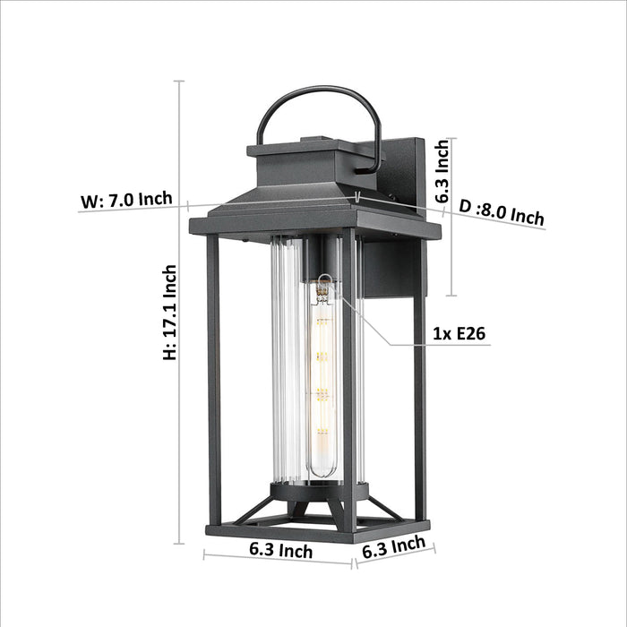 Outdoor Porch Lights Textured Black Exterior Lighting Fixtures Wall Mount Sconce Lantern 1-Pack