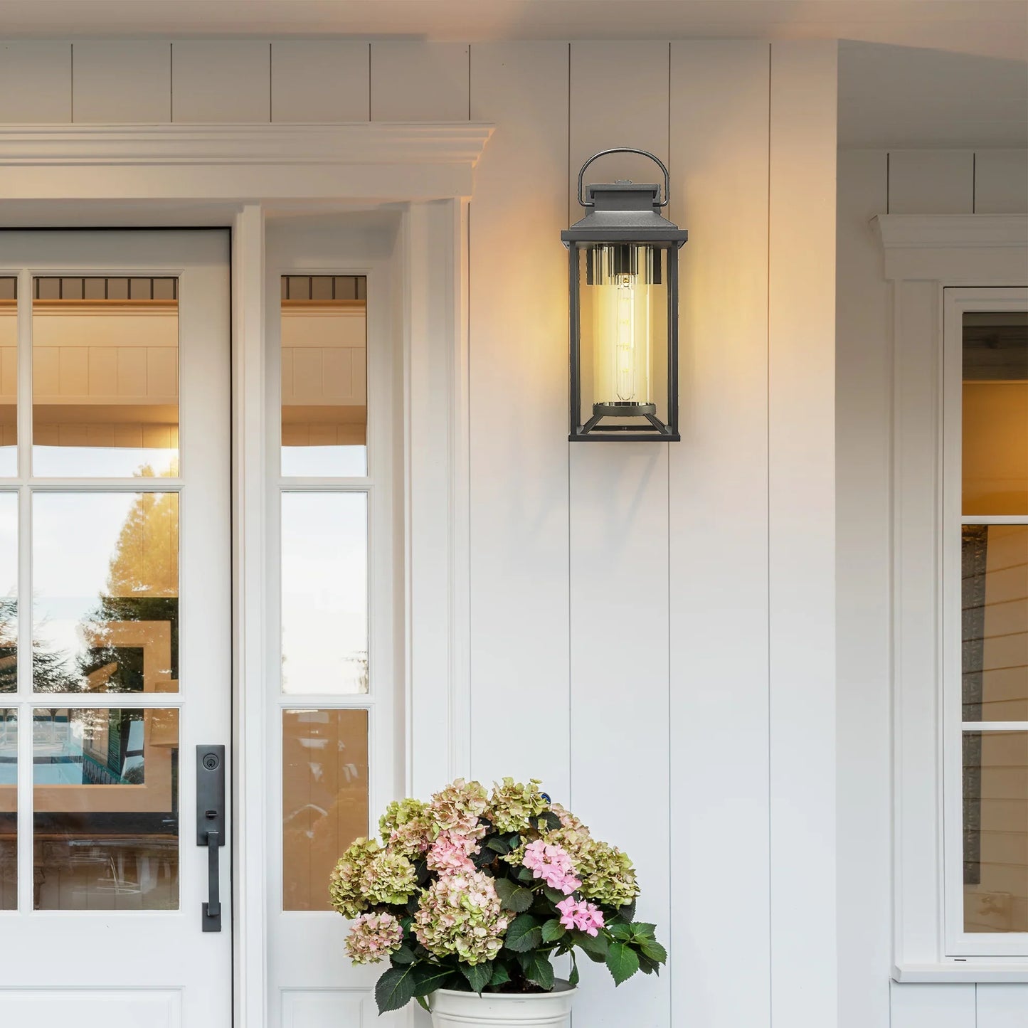 Outdoor Porch Lights Textured Black Exterior Lighting Fixtures Wall Mount Sconce Lantern 1-Pack - okeli lights