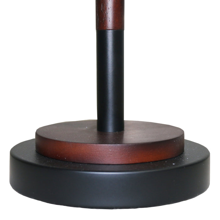 Black Umbrella Shaped Table Lamp Walnut Finish Bronze 110V