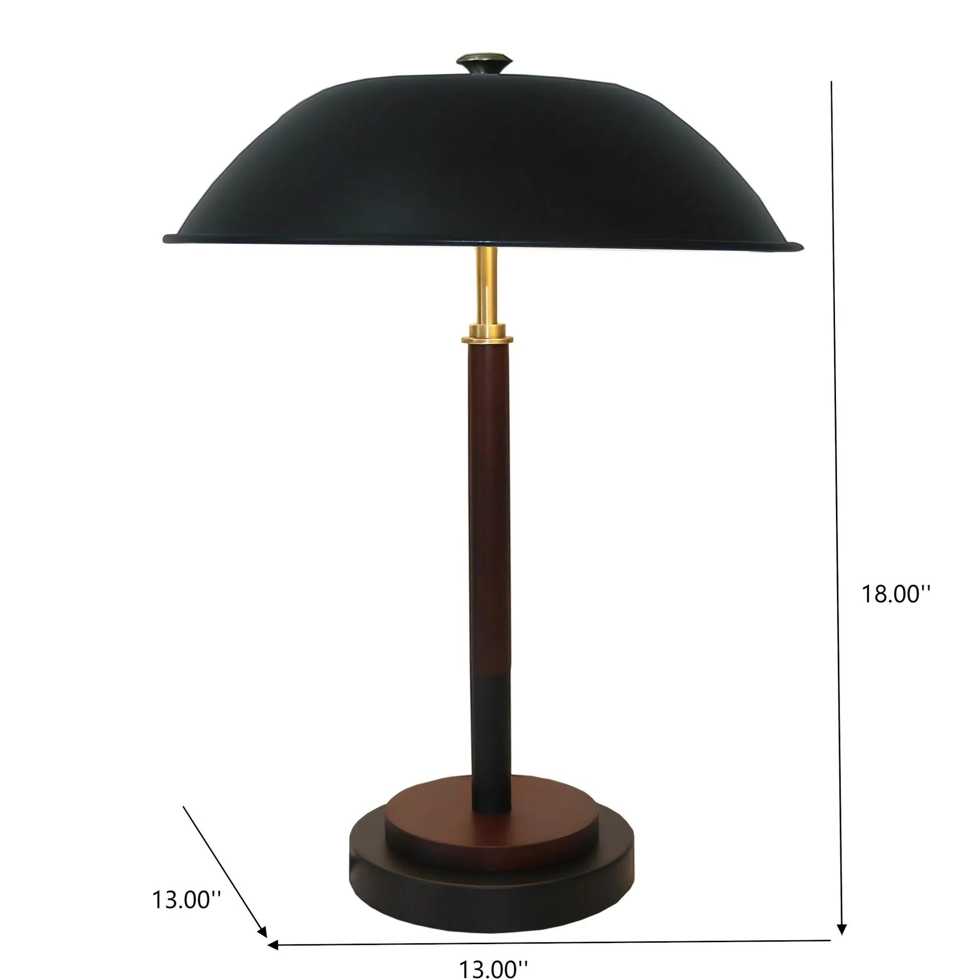 Black Umbrella Shaped Table Lamp Walnut Finish Bronze 110V - okeli lights