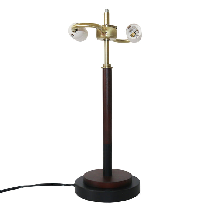 Black Umbrella Shaped Table Lamp Walnut Finish Bronze 110V