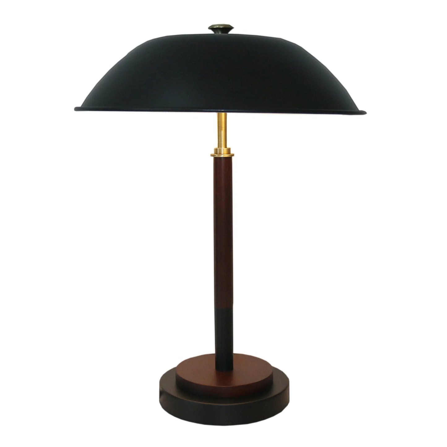Black Umbrella Shaped Table Lamp Walnut Finish Bronze 110V - okeli lights