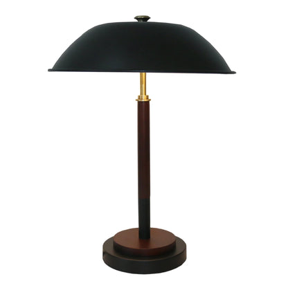 Black Umbrella Shaped Table Lamp Walnut Finish Bronze 110V - okeli lights