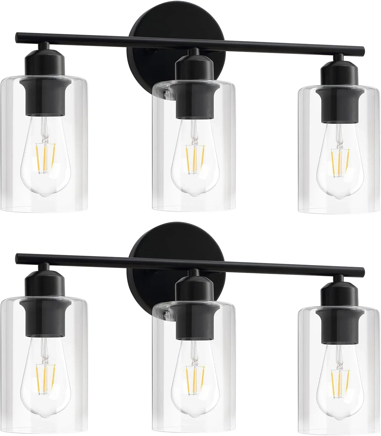 Black Bathroom Vanity Lights with Clear Glass Shade Wall Lighting - okeli lights