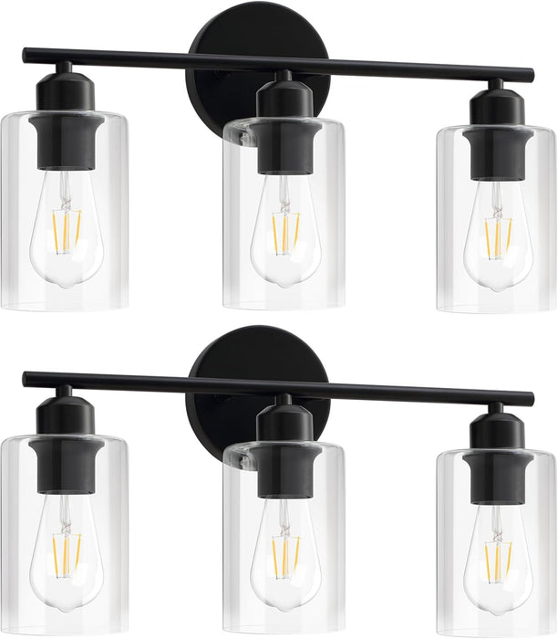 Black Bathroom Vanity Lights with Clear Glass Shade Wall Lighting