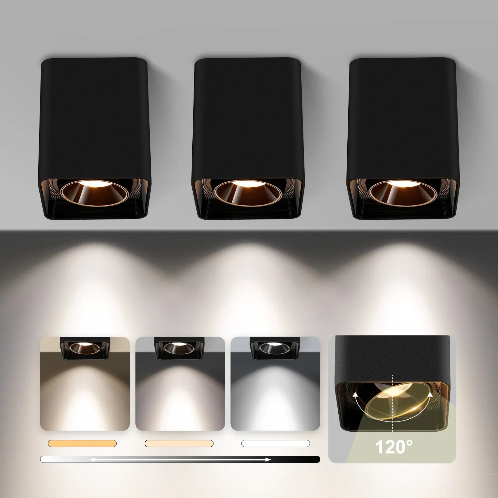 Modern LED Dimmable Ceiling Light Fixtures 20W 1300LM 2700K-6000K Cuboidal 3-pack - okeli lights