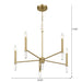 Gold chandelier with dimensions on a white background