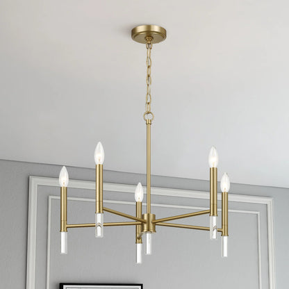 Courtyard Five Light Golden Brass Candle Light Chandelier 24"W × 17.75"H Elegant Lighting Fixture - okeli lights
