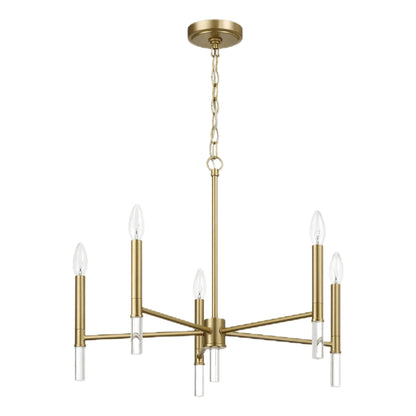 Courtyard Five Light Golden Brass Candle Light Chandelier 24"W × 17.75"H Elegant Lighting Fixture - okeli lights