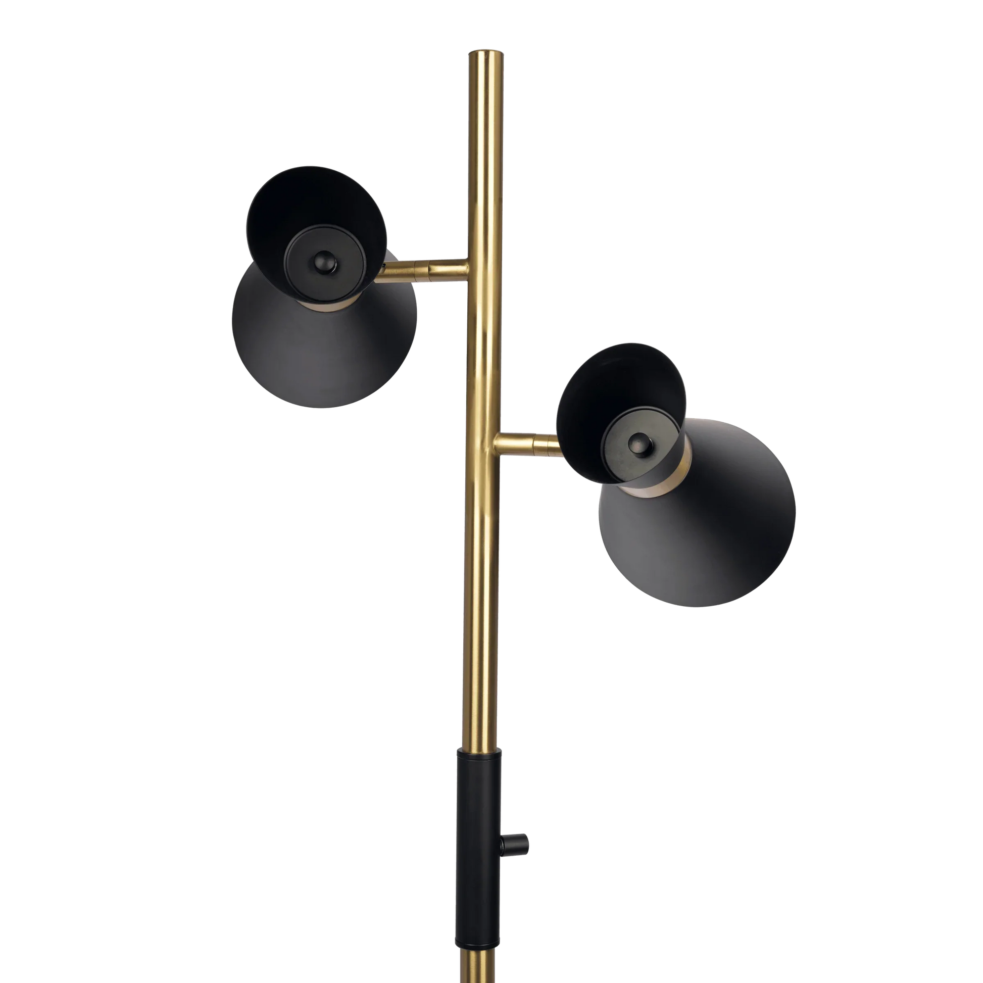 Brassed Gold Floor Lamp with 4-Way Switch Double Spots with Metal Base - okeli lights