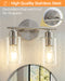 Brushed nickel bathroom vanity lighting fixture with two lights