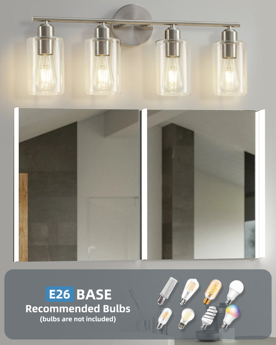 Brushed Nickel 4-Light Bathroom Vanity Light Fixtures
