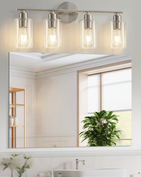 Brushed Nickel 4-Light Bathroom Vanity Light Fixtures