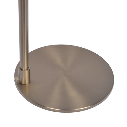 Brushed Nickel Floor Lamp with Rotary Switch Metal Base White Linen Shade - okeli lights