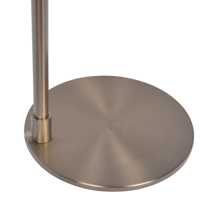 Brushed Nickel Floor Lamp with Rotary Switch Metal Base White Linen Shade