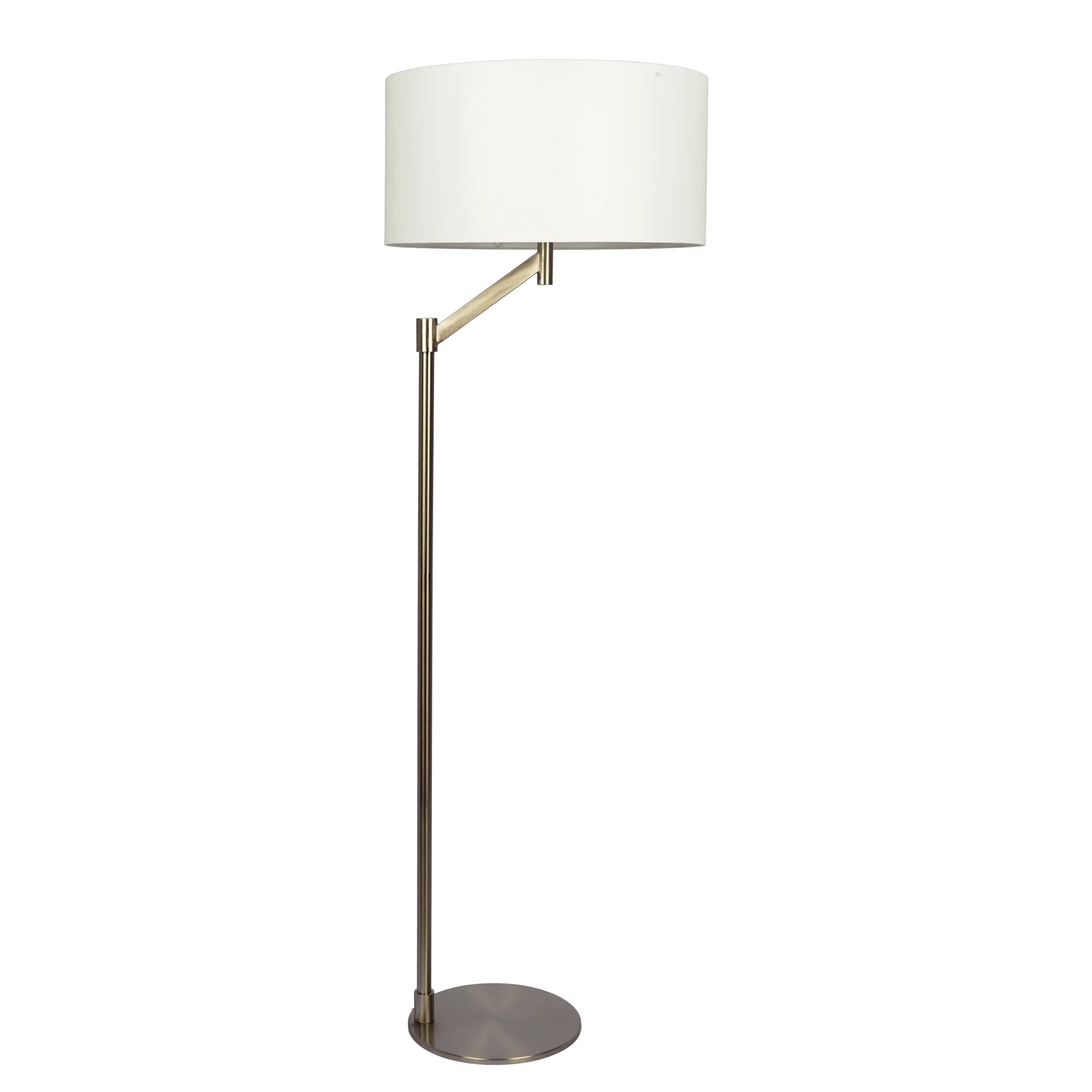 Brushed Nickel Floor Lamp with Rotary Switch Metal Base White Linen Shade - okeli lights