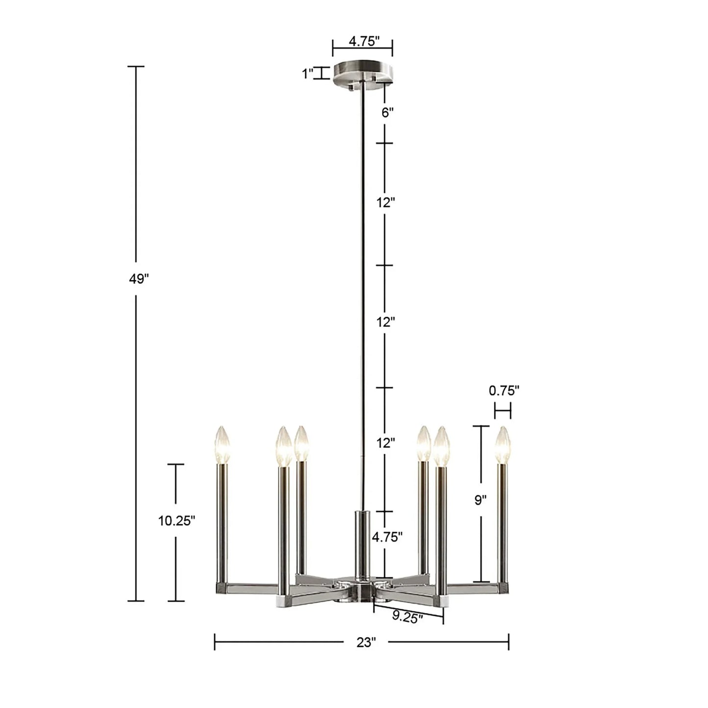 6-Light Contemporary Classic Candelabra Styled Chandelier - okeli lights