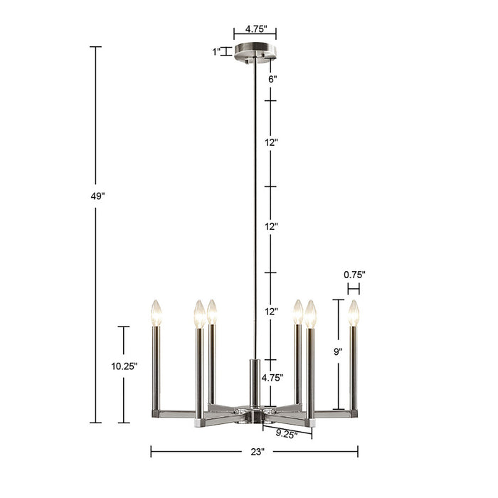 6-Light Contemporary Classic Candelabra Styled Chandelier