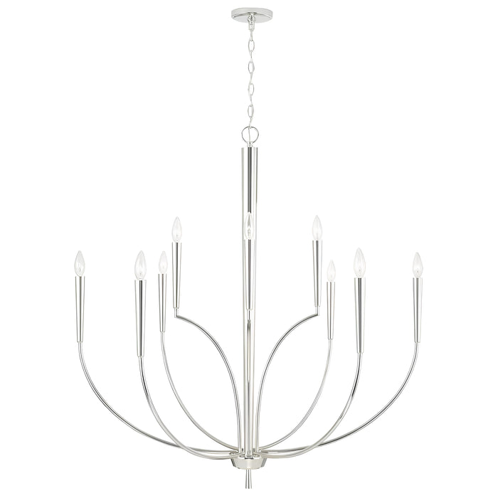 Candle Chandelier Oversize 9-Light 43in Dimmable Satin Nickel Silver Finish