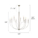 Chandelier with dimensions labeled on a white background