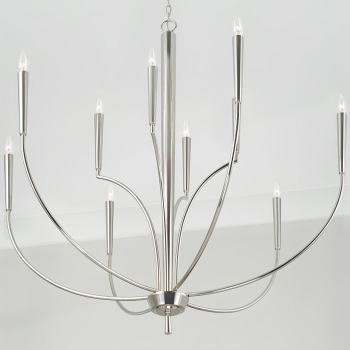 Candle Chandelier Oversize 9-Light 43in Dimmable Satin Nickel Silver Finish