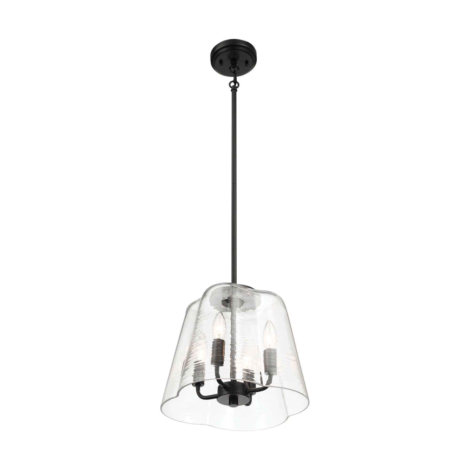 Candle Lights Pendant With Clear Glass Black Finish 4-light - okeli lights