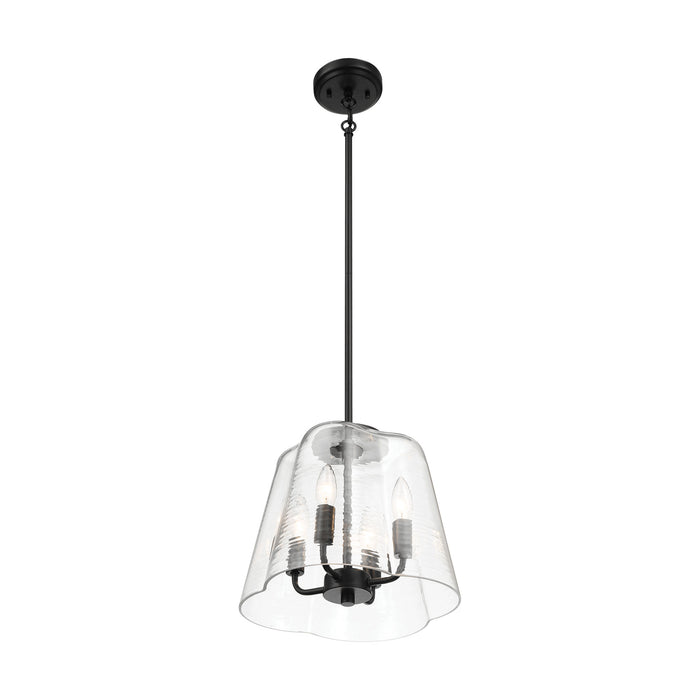 Candle Lights Pendant With Clear Glass Black Finish 4-light - okeli lights