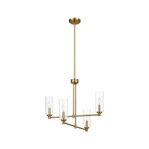 Pendant Chandelier With Clear Ribbed Glass Satin Brass Four Lights - okeli lights