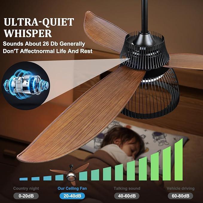 Farmhouse Ceiling Fan with Lights Dimmable Hunter Industrial Cage Rustic Barnwood Blades - okeli lights