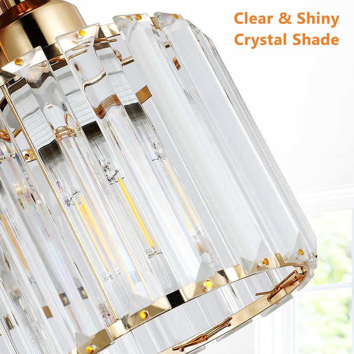 Semi Flush Mount Ceiling Light 3-Light Crystal Close to Ceiling Light Fixtures Golden