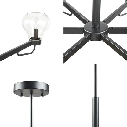 6-Light Chandelier with Bowl Shaped Glass Shades - okeli lights