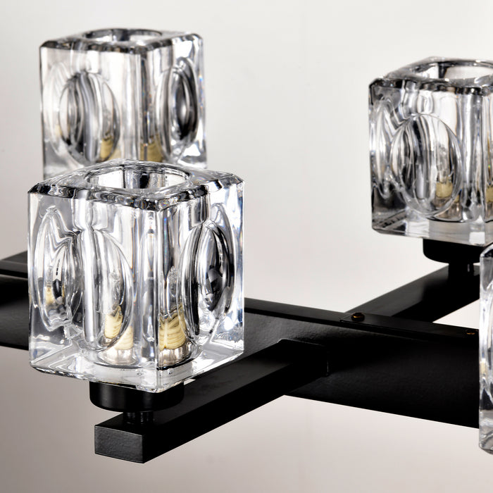 Chandelier for Dining Room, 10-Light Black Farmhouse Linear Pendant Light Fixture, Modern Crystal Hanging Lighting