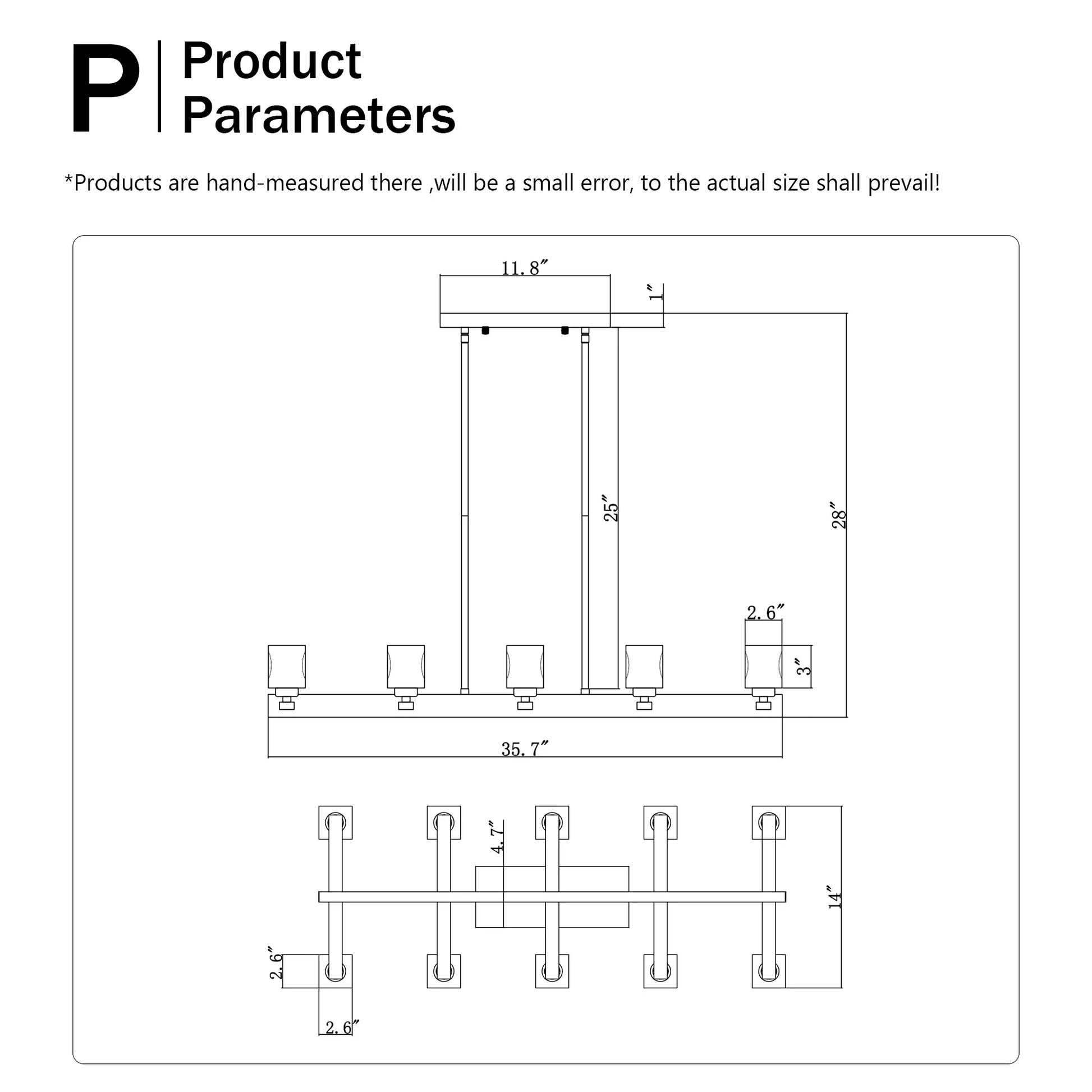 Chandelier for Dining Room, 10-Light Black Farmhouse Linear Pendant Light Fixture, Modern Crystal Hanging Lighting - okeli lights
