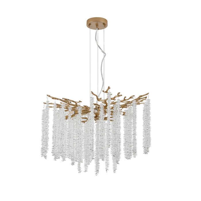 Modern Golden Chandelier with Cascading Crystal Strands High-End Decorative Lighting Fixture 24-39-inch