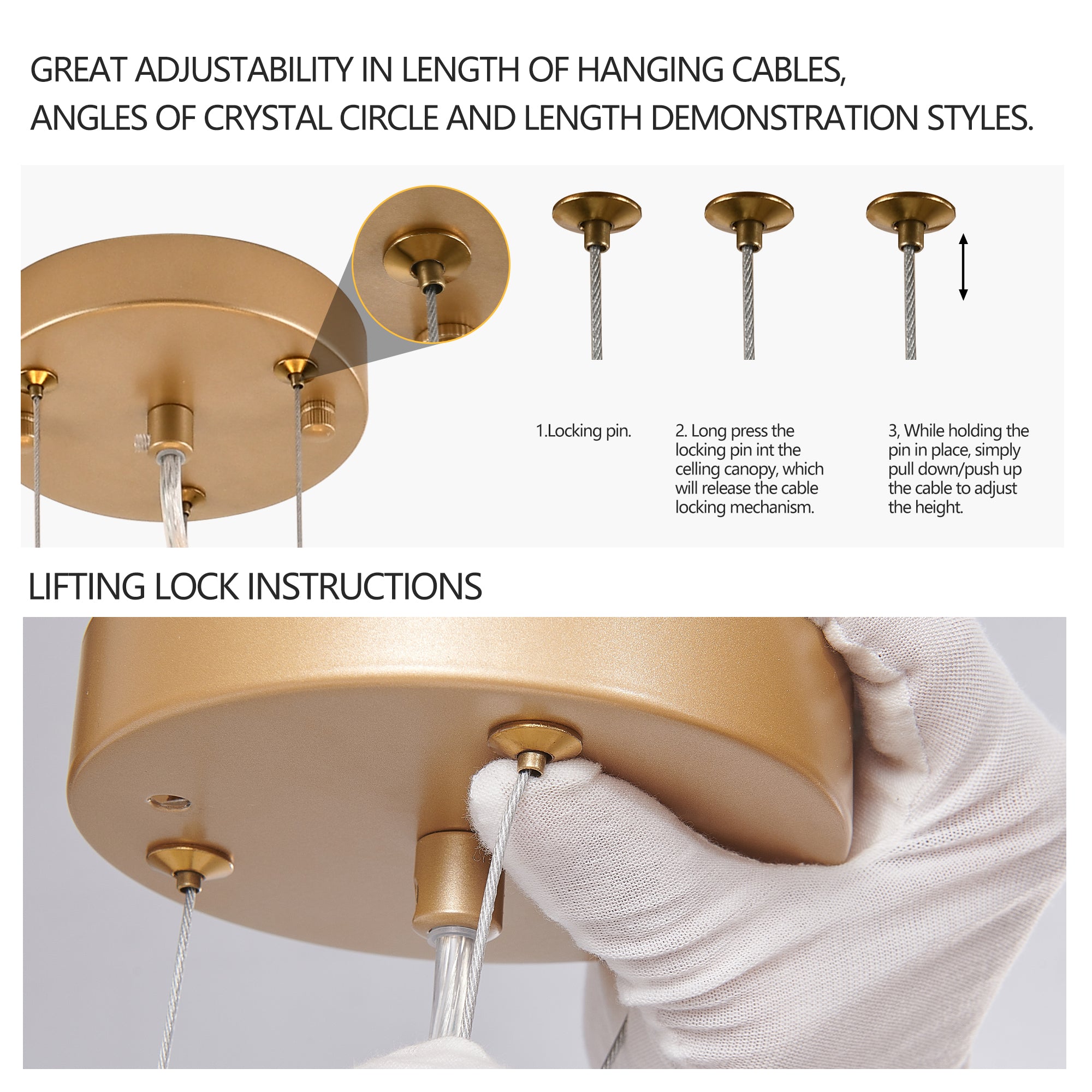 Modern Golden Chandelier with Cascading Crystal Strands High-End Decorative Lighting Fixture 24-39-inch