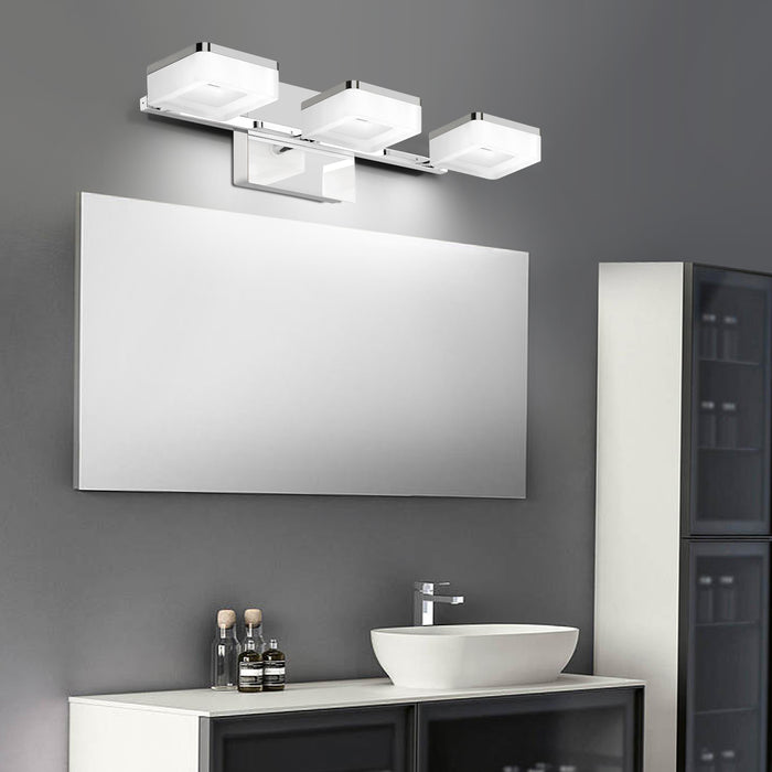 Dimmable Bathroom Vanity Light Fixtures 3-Light Chrome Bubble Crystal Modern LED