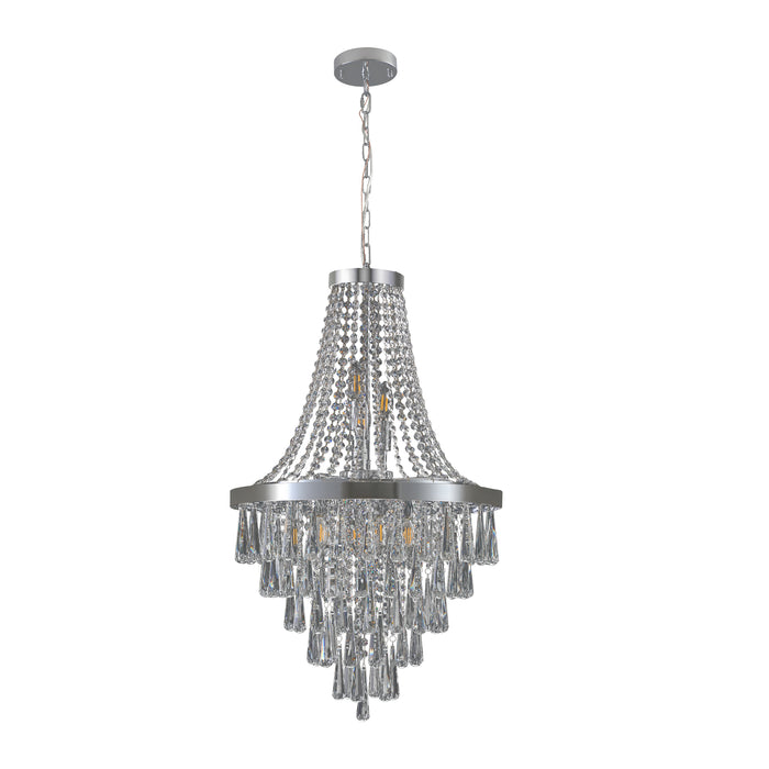20" Chrome Crystal Chandelier with Adjustable Height Modern Ceiling Light Fixture