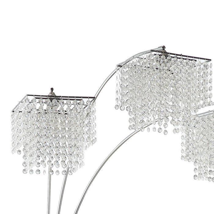 Chrome Hanging Crystal Arc Floor Lamp Modern Luxury Floor Light with Crystal Drop Shades