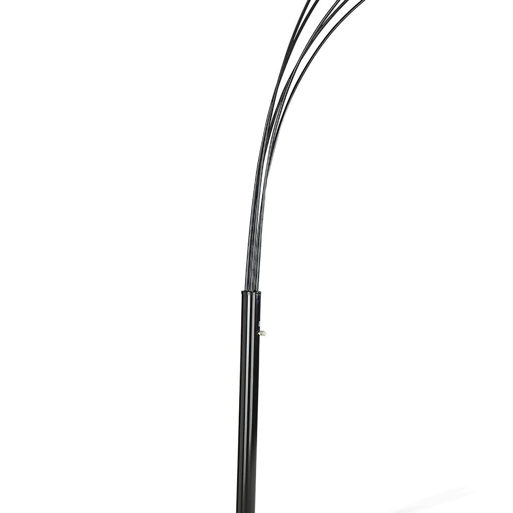 Satin Black 5-Light Floor Lamp with Adjustable Arms and Dimmer Modern Contemporary Living Room Lighting