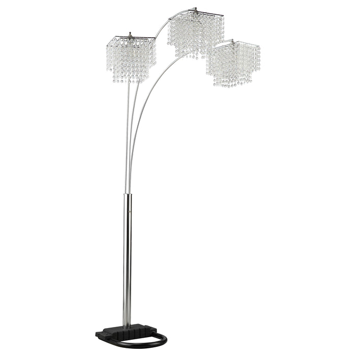Chrome Hanging Crystal Arc Floor Lamp Modern Luxury Floor Light with Crystal Drop Shades