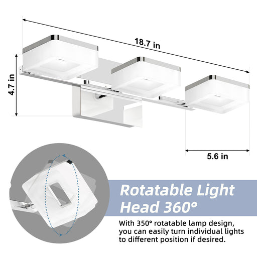 Chrome bubble crystal dimmable bathroom vanity light fixture