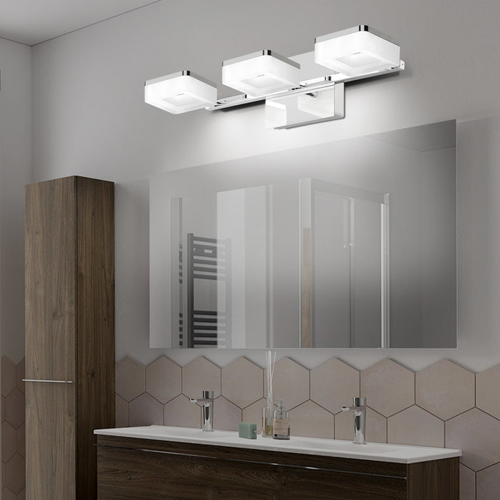 LED compatible chrome bathroom light with crystal accents