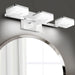 Modern LED bathroom vanity light fixture with a chrome finish and bubble crystal design, mounted on a wall above a mirror.