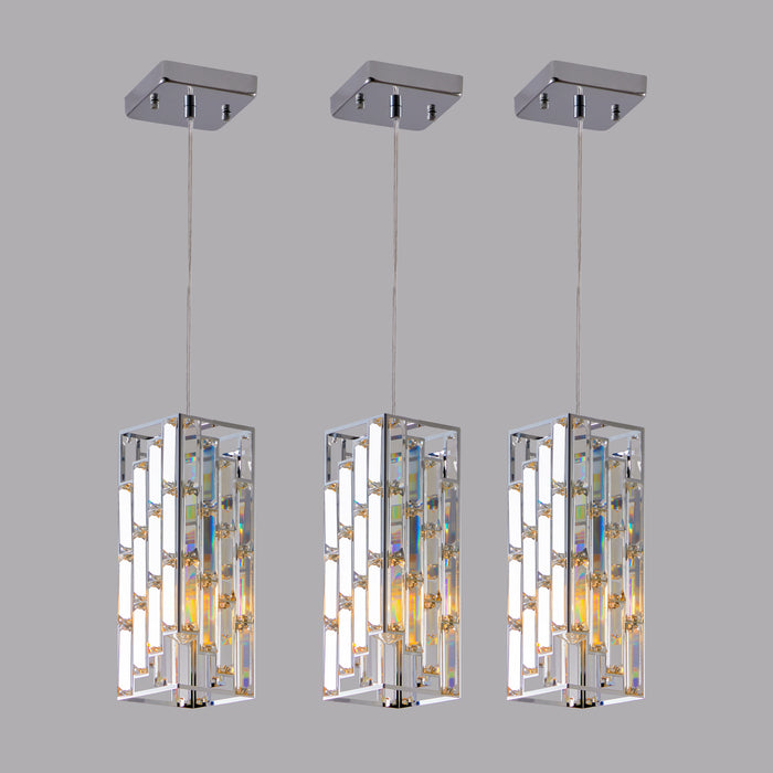 Modern Classic Crystal Pendant Light 3Pack Adjustable Hanging Ceiling Lamp with Crystal Prism Design - okeli lights