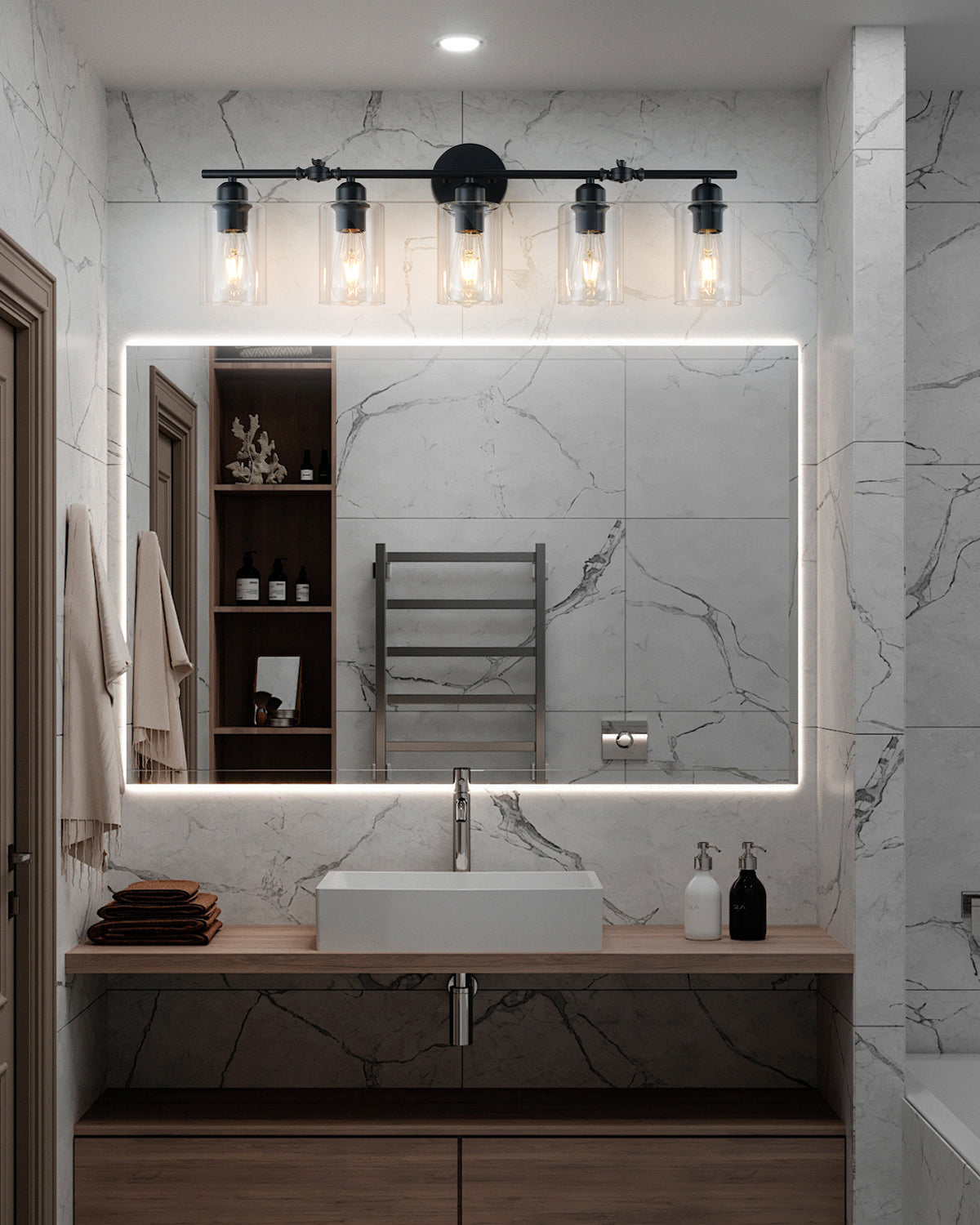 Bathroom Light Vanity Fixtures Over Mirror with Clear Glass Shade Wall Sconce Light E26 Base UL Listed