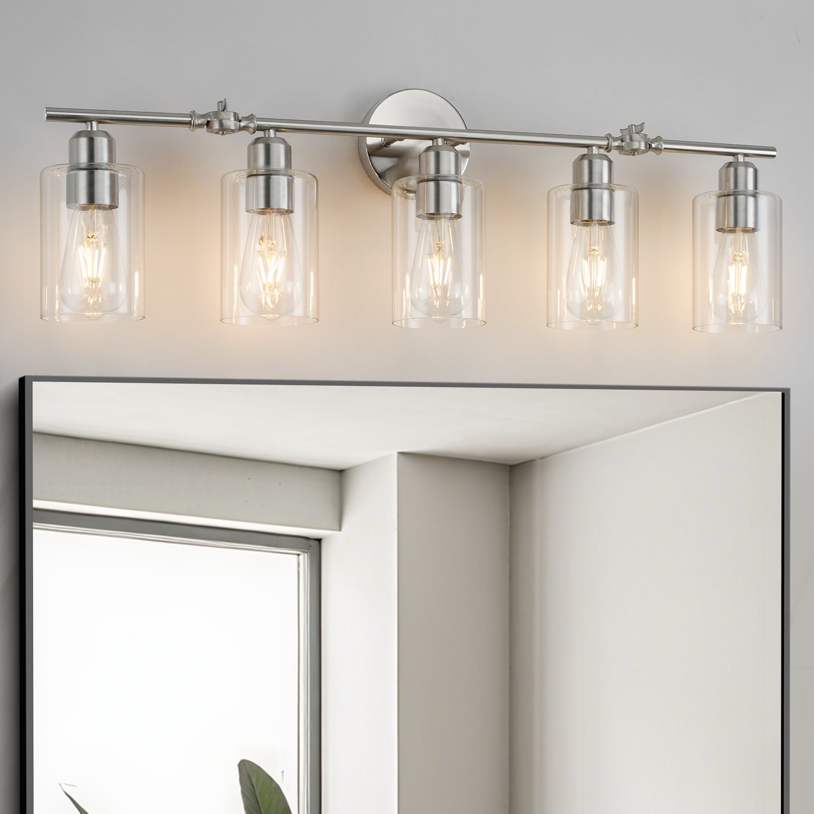 Bathroom Light Vanity Fixtures Over Mirror with Clear Glass Shade Wall Sconce Light E26 Base UL Listed