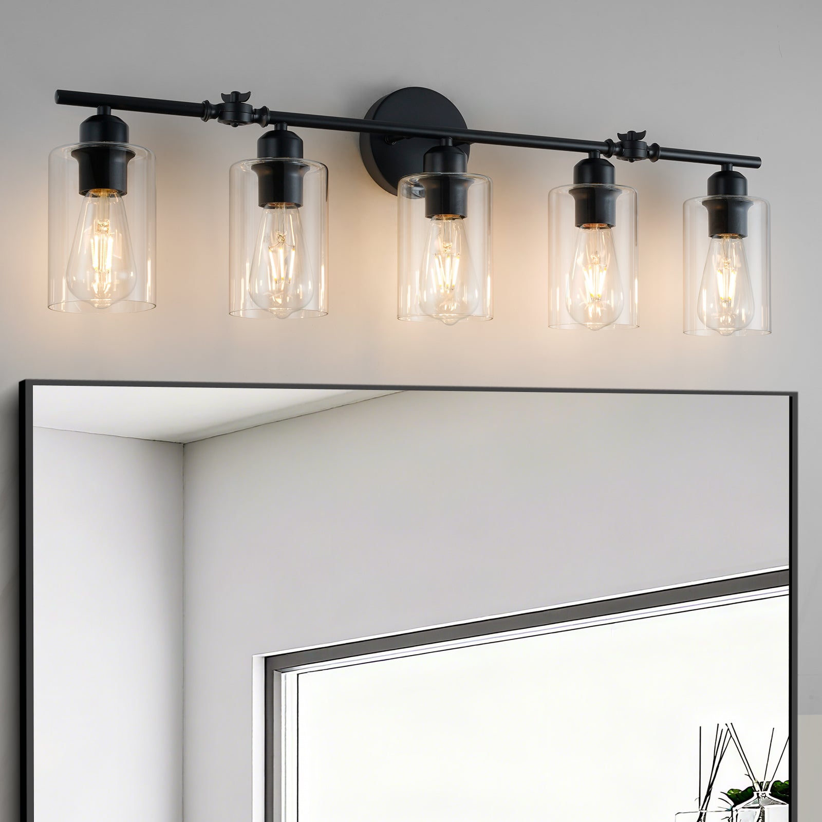Bathroom Light Vanity Fixtures Over Mirror with Clear Glass Shade Wall Sconce Light E26 Base UL Listed
