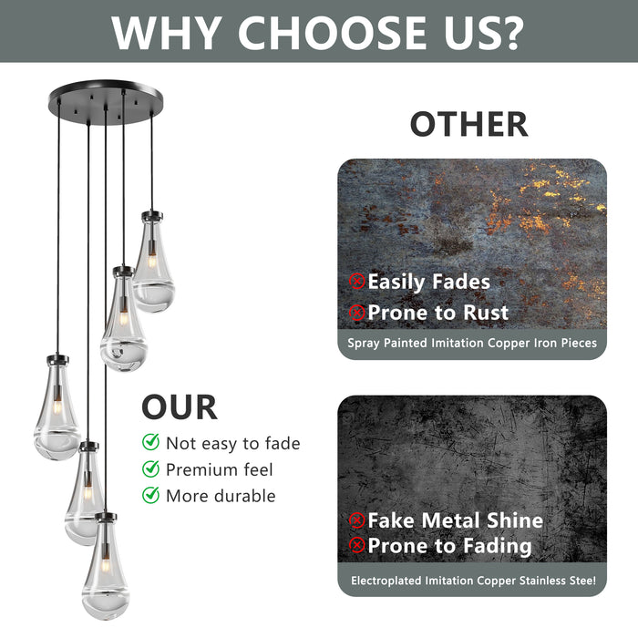 5-7-Light Cluster Large Pendant Lights High Ceiling Chandeliers Adjustable