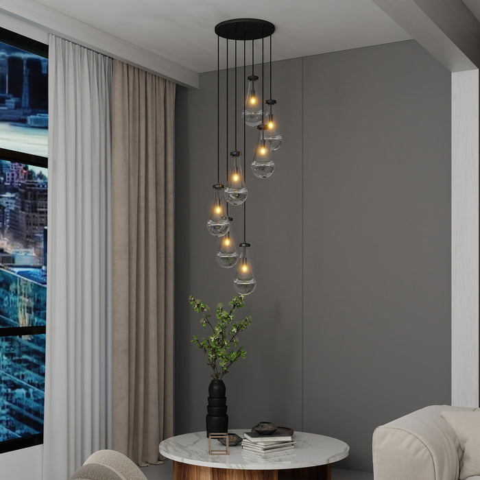 5-7-Light Cluster Large Pendant Lights High Ceiling Chandeliers Adjustable